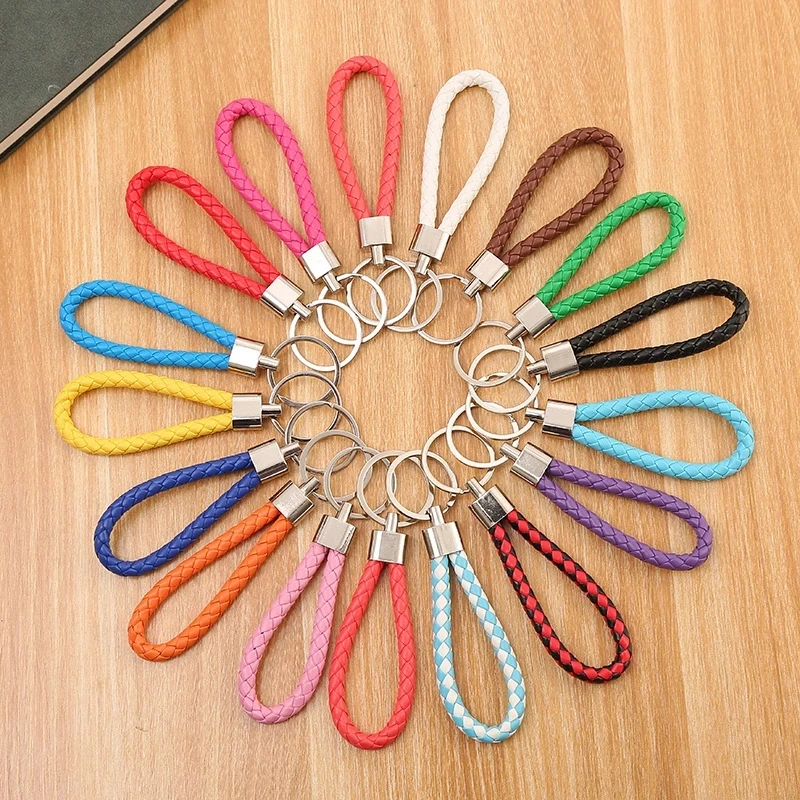 PU Leather Braided Woven Rope Keychain Holder Key Car Trinket Keyring Bag Charm Key Chain Wholesale Newest keychain Accessories