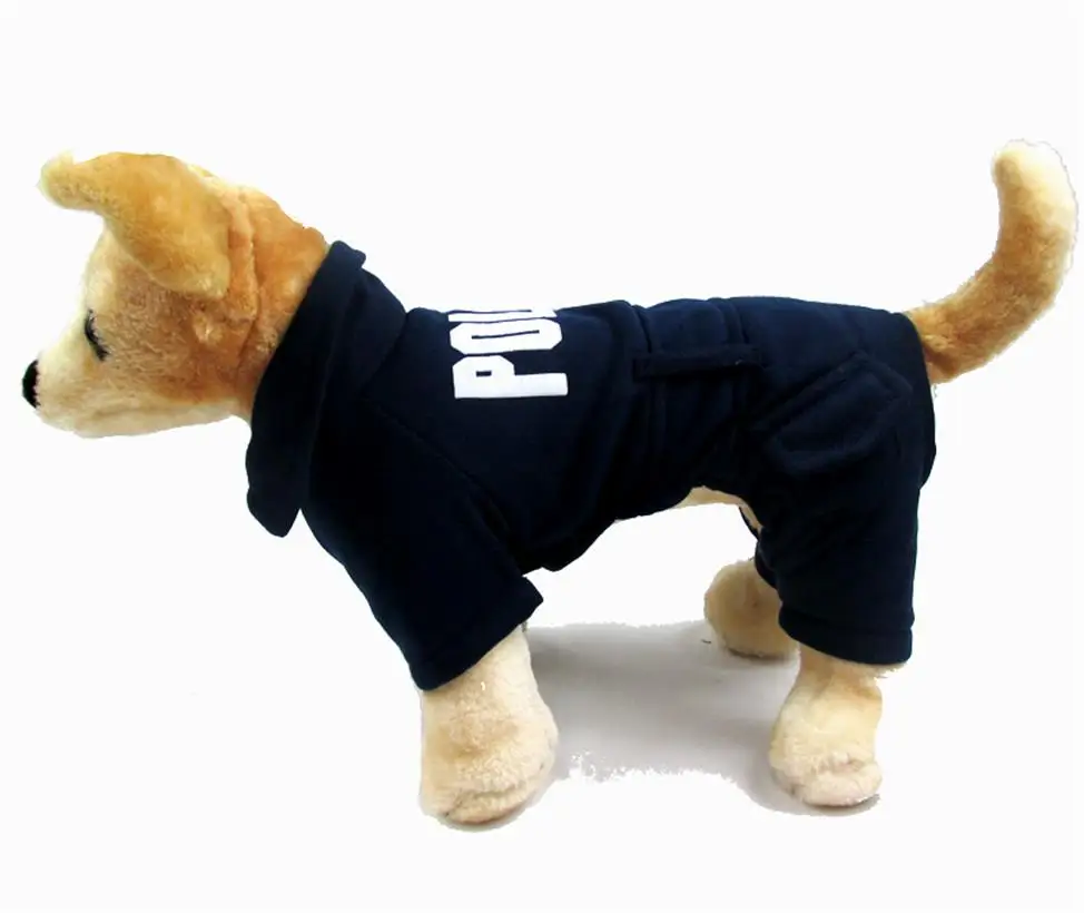 New Cute Dark Blue English Police Pet Dogs Jumpuist Coat Dogs Jacket Clothes