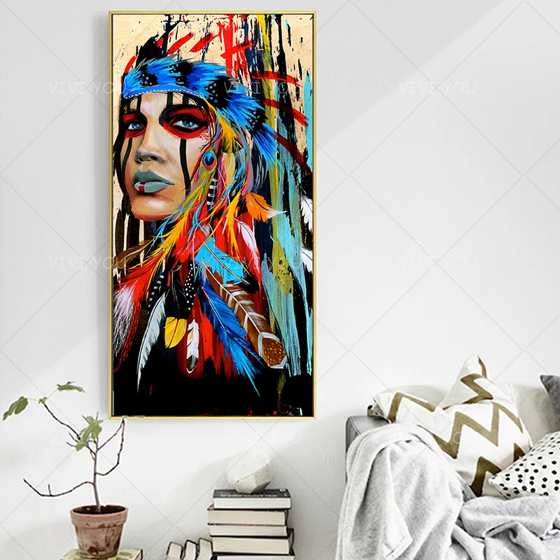 

100％Handmade Characteristic Indian Woman Oil Painting Canvas Art Hand Painted Wall Decor Canvas Modern High Quality Unframed