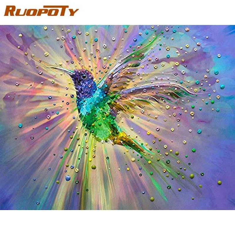 

RUOPOTY Full Square Diamond Painting Color Bird 5D DIY Diamond Embroidery Craft Kit Animals Diamond Mosaic Art Home Decoration