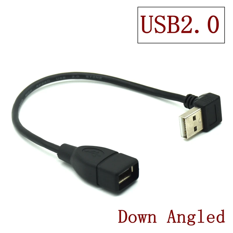 10cm 20cm 1m USB2.0 A Male To Female 90 Angled Extension Adaptor Cable USB2.0 Male To Female Right/left/down/up Black Cable Cord