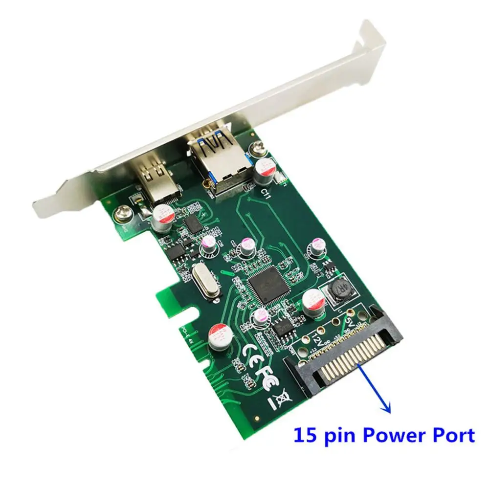 1 قطعة PCI-E PCI Express إلى USB 3.1 Gen2 10Gbps Hub نوع C PCIe توسيع بطاقة محول لنظام التشغيل Windows 7/8/8.1/10/Li #4