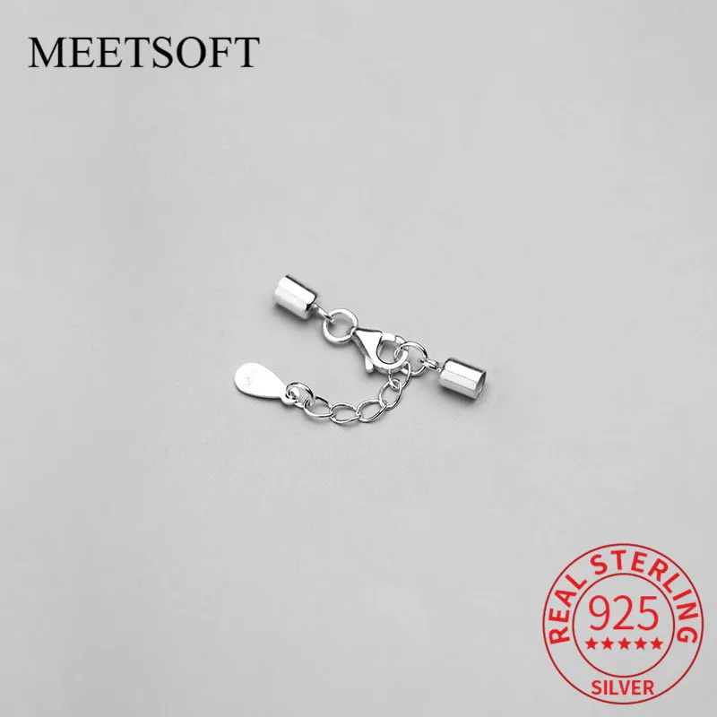 MEETSOFT 925 Sterling Silver Connection buckle Charms Women DIY Handmade Jewelry Necklace Deocration Bracelet Accessory Gift