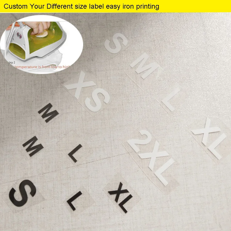 Hand Made 100pcs White Size Label for clothing Sticker Iron-on Cloth 0-200 Number Printed Sizes Bags Sportswear Garment Labels