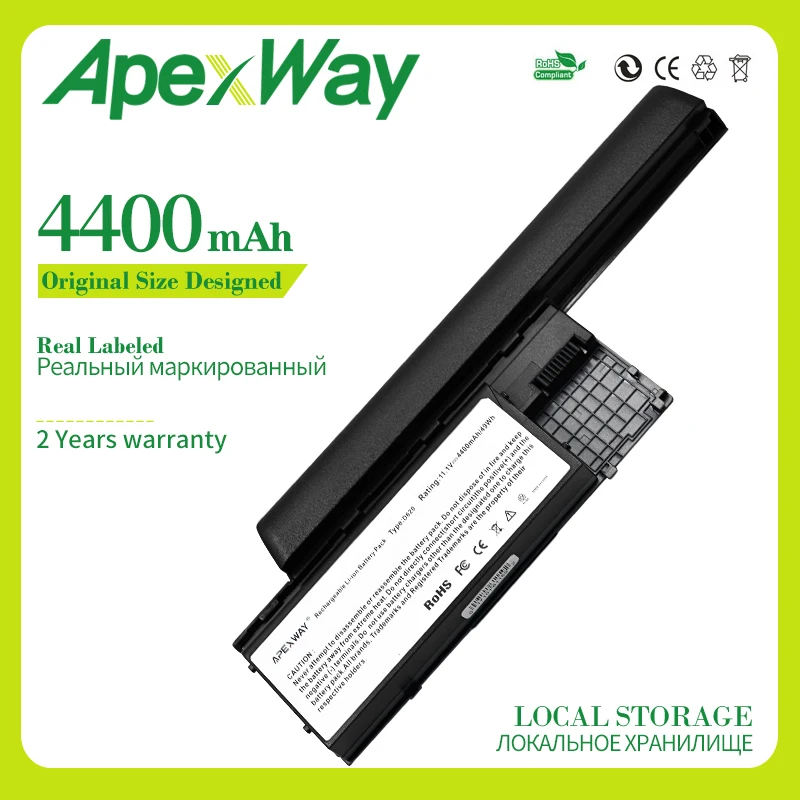 Apexway Laptop Battery For Dell D620 D630 D631 M2300 KD491 KD492 KD494 KD495 NT379 PC764 PC765 PD685 RD300 4400 mAh