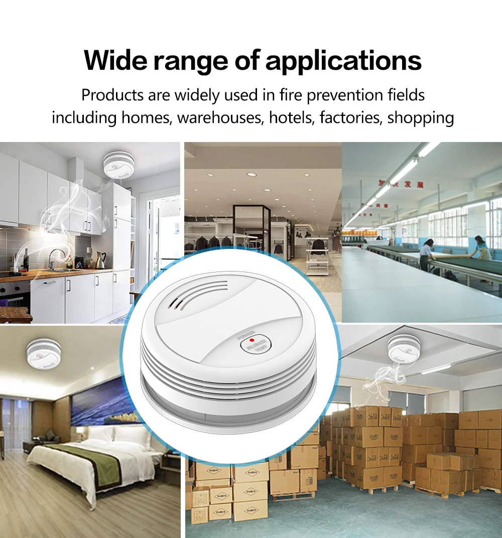 GauTone PA443W WiFi Smoke Alarm Tuya Smart Life Fire Protection Smokehouse Alarm System Home Security Smoke Detector