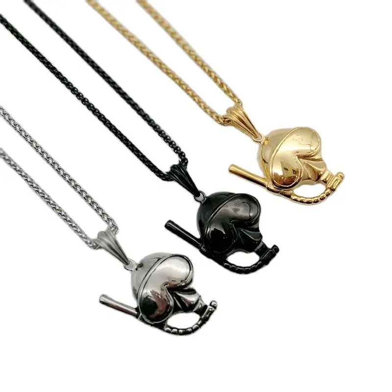 

Black Knight scuba dive skull Pendant necklace Unique silver color stainless steel scuba dive skull necklace Gothetic BLKN0605