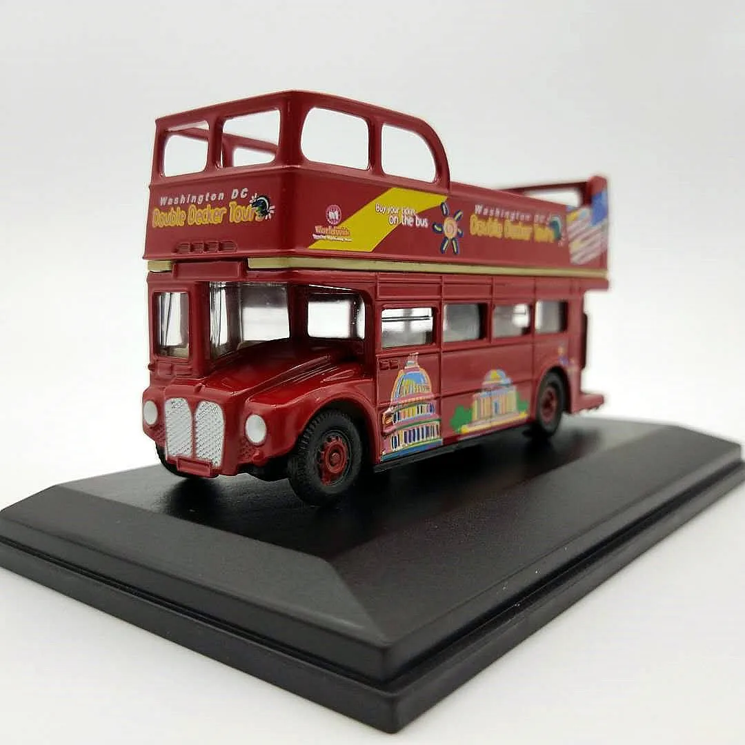 New Special Offer Die-casting Metal American Double Decker Open-air Sightseeing Bus 1/76 Model Furniture Display Collection