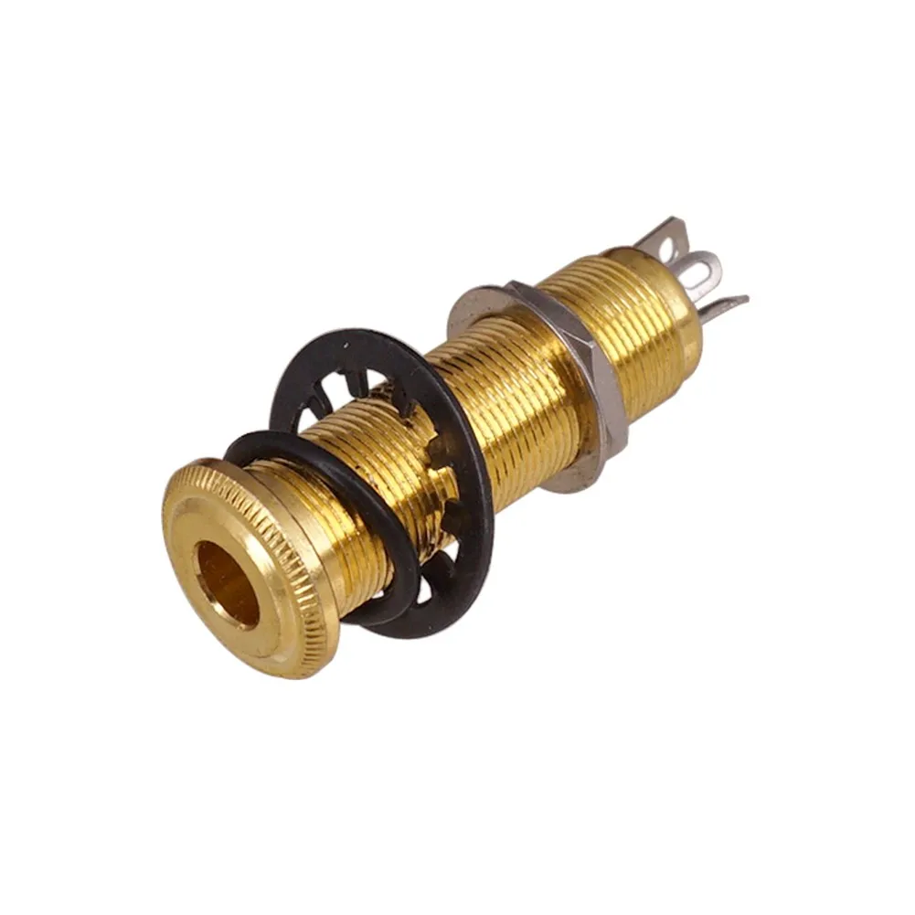 Electric Guitar Bass Parts 6.35mm Stereo Output Input 1/4 Inch Jack Socket Plug Brass Straight Ribbed Tube Style Jack Anti-noisy