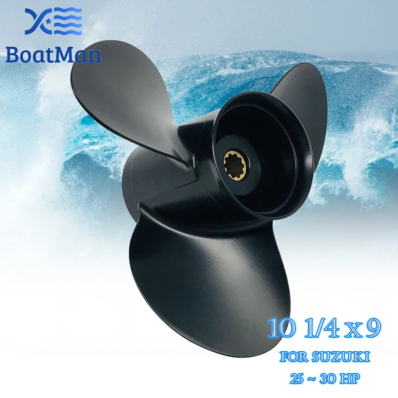 

Boat Propeller 10 1/4x9 For Suzuki Outboard Motor 20HP 25HP 30HP Aluminum 10 Tooth Spline Engine Part 58100-96370-019