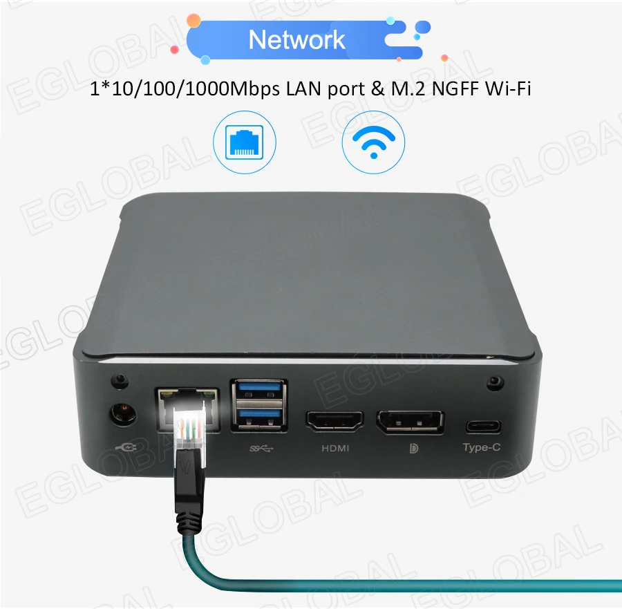 [Intel Core I7-8565U I5-8265U Quad Core] Eglobal Nuc Mini Pc I7 Windows 10 Pro 2 * DDR4 M.2 nvme Ac Wifi Micro Computer HDMI2.0 Dp