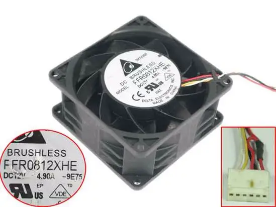 

Delta Electronics PFR0812XHE 9E75 DC 12V 4.90A 80x80X38mm 4-Wire Server Cooling Fan