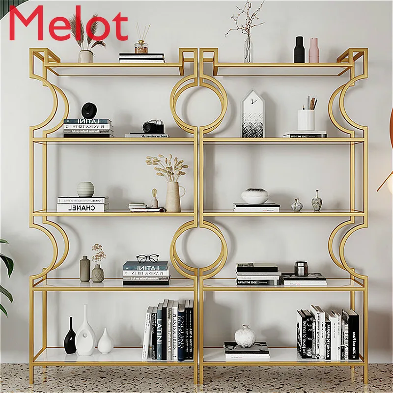 High-End Luxury Iron Floor Storage Rack Bookshelf Partition Metal Display Rack Display Rack Flower Rack Multi-Layer Storage Rack