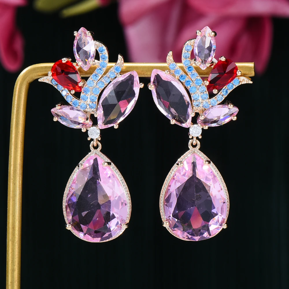 

Siscathyy Luxurious Cubic Zircon Water Drop Pendant Earrings For Women Korean Fashion Crystal Earrings Jewelry Hanging Earrings