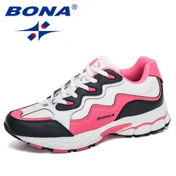 BONA-zapatillas De deporte De cuero para mujer, Zapatos deportivos De malla, cómodos, para correr, nuevos diseñadores