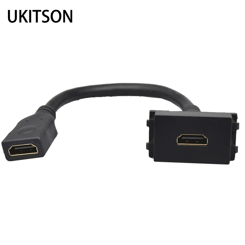 Black Color HDMI2.0 Module Connector Socket With 22cm Extension Cable Wire HDMI-Compatible Slot For Audio Video Device Connector