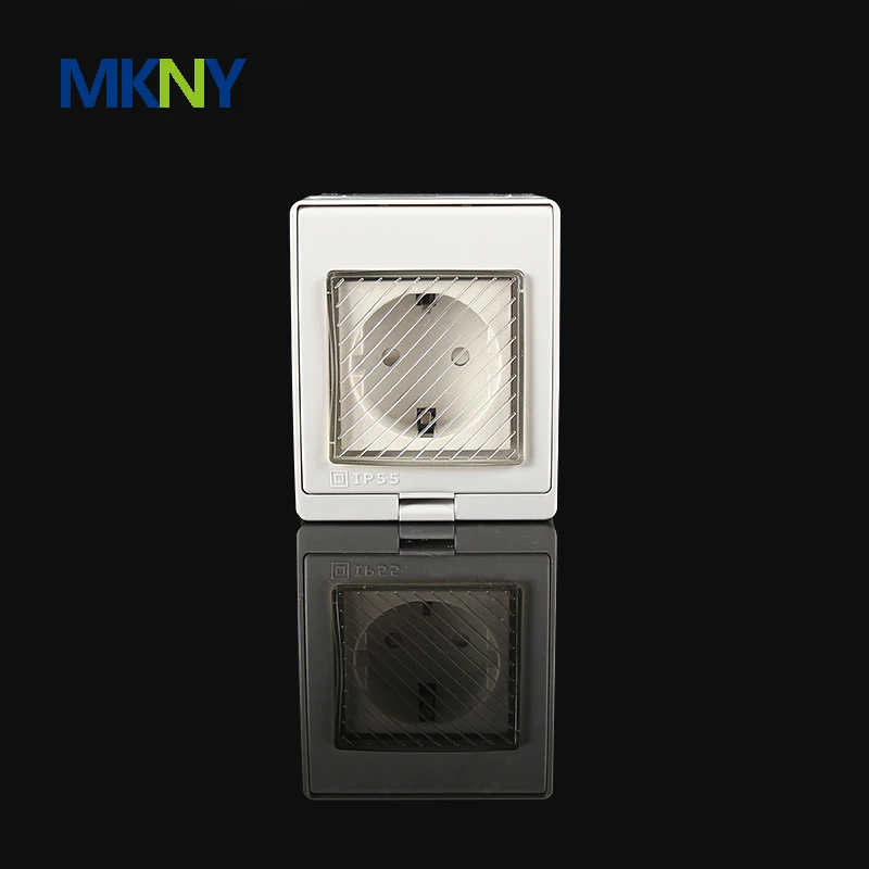 

IP55 Waterproof EU German Socket box Dust-proof Outdoor External Wall Power Socket Switch Outlet outdoor receptacle