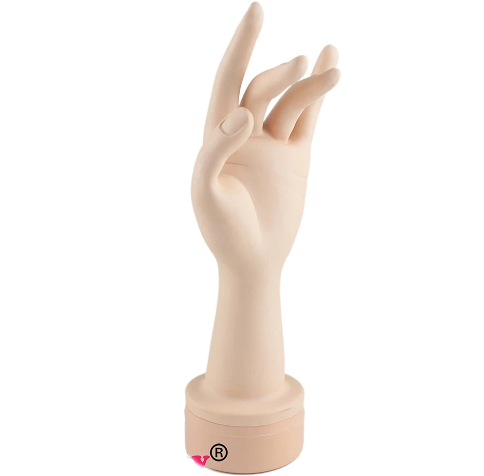 Pratica l'espositore per unghie a mano manichino flessibile con dita morbide e pratica le unghie Manicure a mano con mano finta