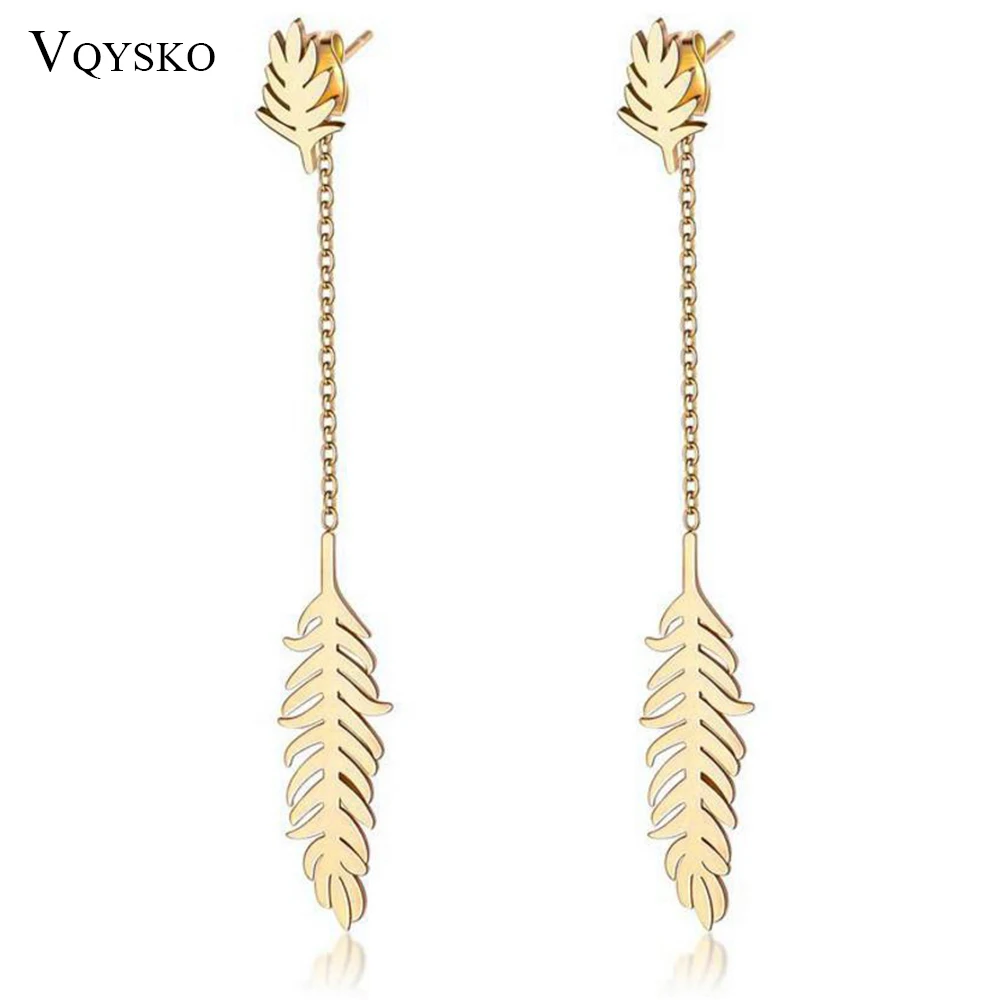 Fashion Woman Pendientes Mujer Moda 2019 Korean Feather Earrings Kolczyki Stainless Steel Luxury Jewelry Earring For Women Gift