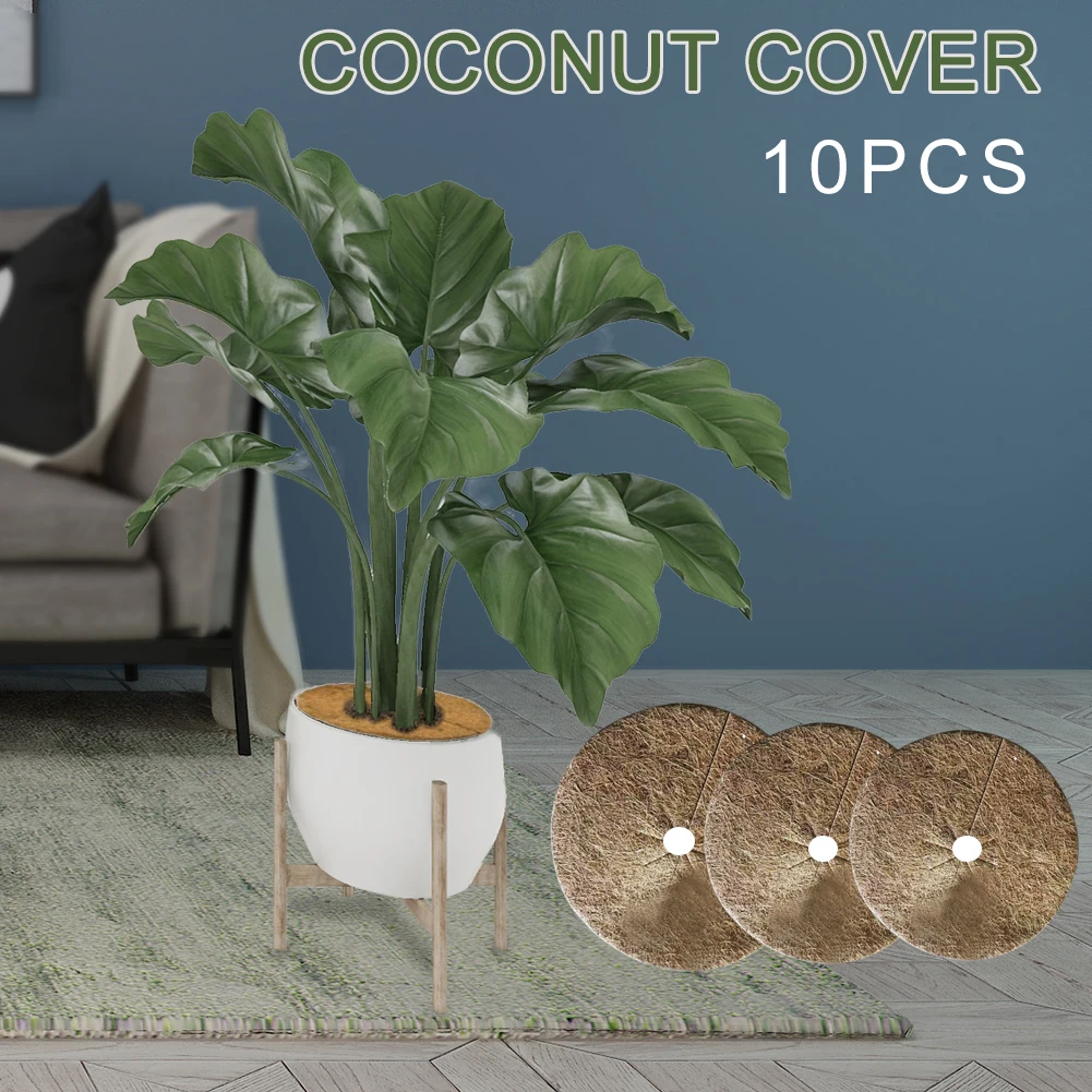 10szt Coconut Mulch Cover Mulch Disc Rośliny doniczkowe Ochrona zimowa Coconut Mulch Cover Plants Cover Coir Mat For Gardening