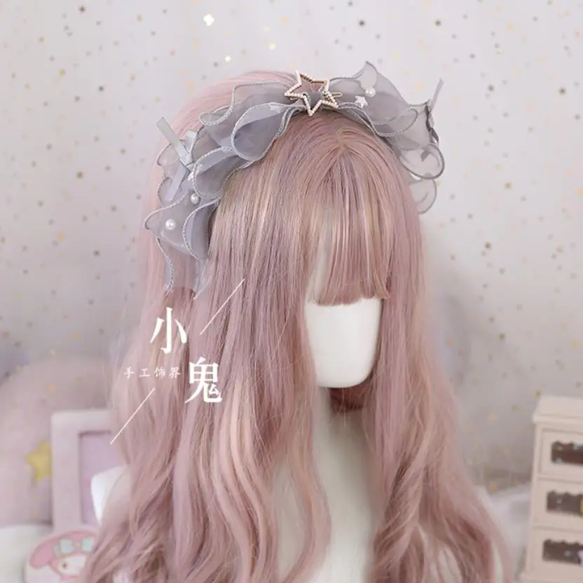 Japanese Sweet Lolita Retro KC Headband Female Lace Trim Bowknot Headwear Cosplay Hairpin Accessories A335