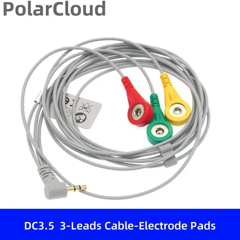 

3-Lead Sensor Cable-Electrode Pads (3 connector) Accessories Electrical Headphone Plug ECG EMG EKG With Electrode Pastes