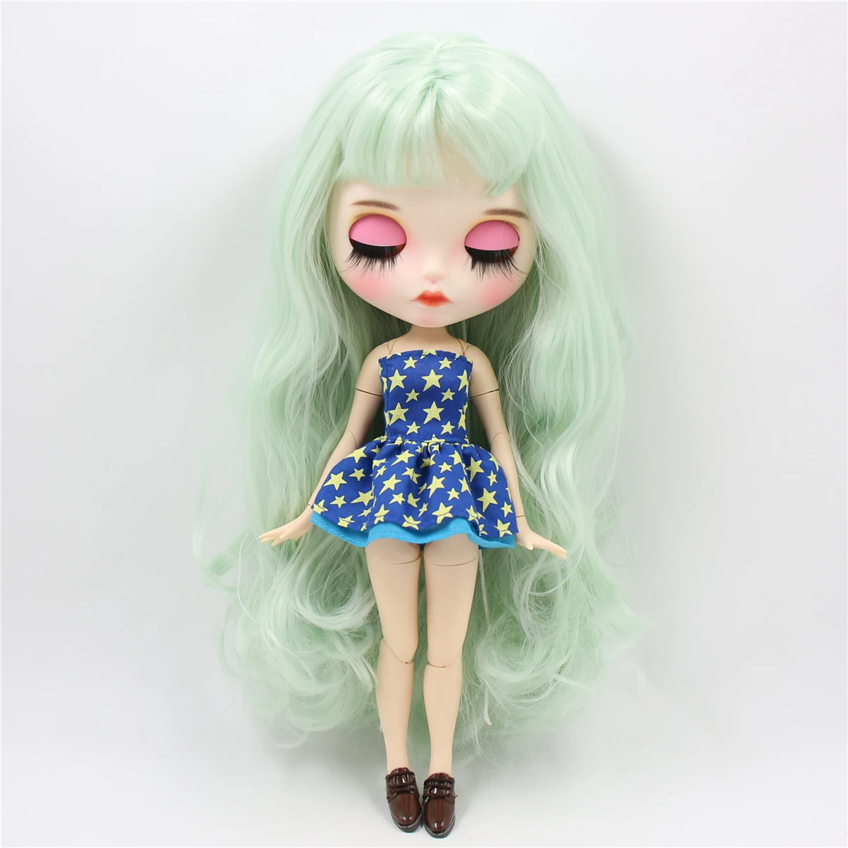 ICY DBS Blyth doll custom doll customized face white skin joint body 1/6 bjd matte face pale green hair 30cm toy