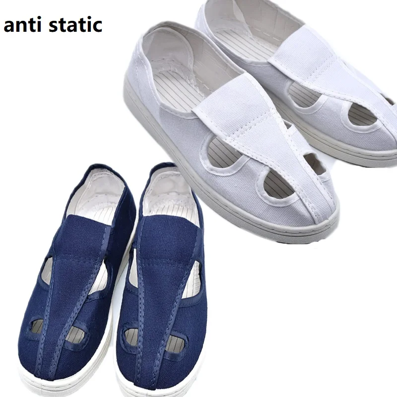 

Four Holes Anti Static Shoes, White Antistatic Canvas Shoes, Blue Dust Free Cleaning Shoes, Clean Workshop Ventilation,working