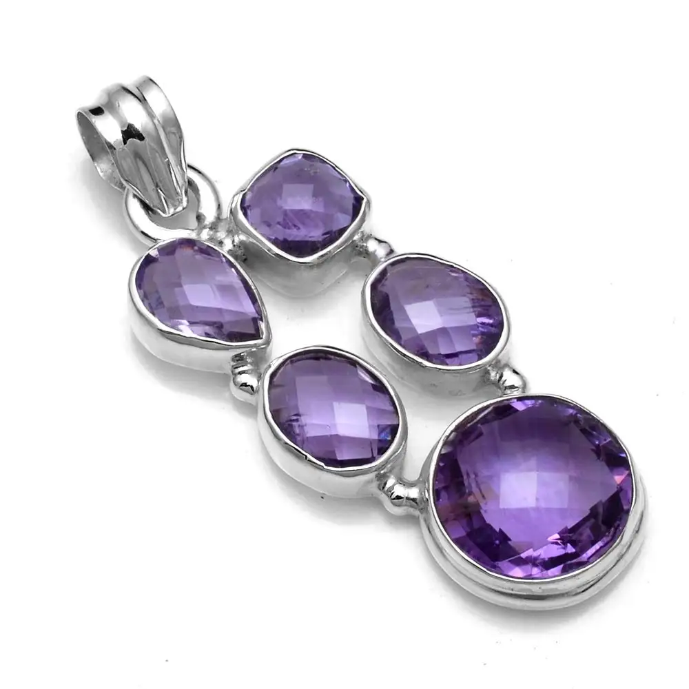 

Genuine Amethyst Pendant 925 Sterling Silver, 44.5 mm, 2SP0680