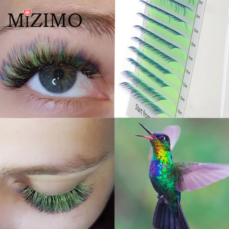 2021 New Color False Eyelashes Mixed Color Purple Tip Mixed Curvature (C/D) Natural Extension Soft Makeup Factory Wholesale.