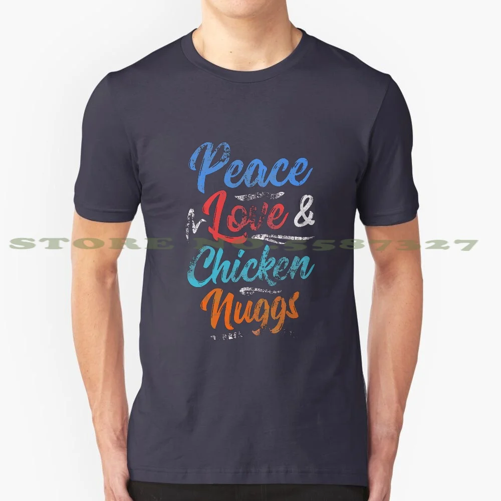 Peace Love And Chicken Nuggs Nuggets 100% Cotton T-Shirt Vintage Funny Chicken Nugget Chicken Nug Chicken Nugg Peace And Love