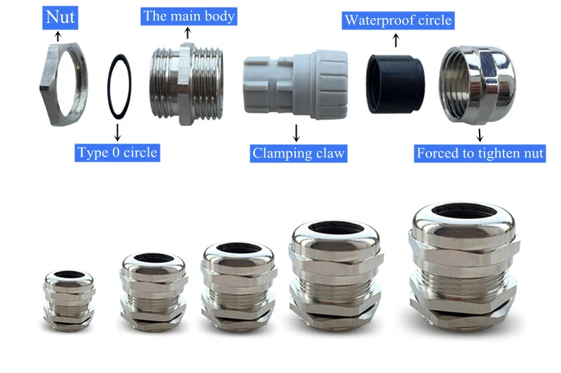 1 Stück wasserdichte Kabelverschraubung, Kabeleinführung, IP68, PG-Serie für 3–44 mm PG7-PG48, vernickelter Messinganschluss – Detail 6
