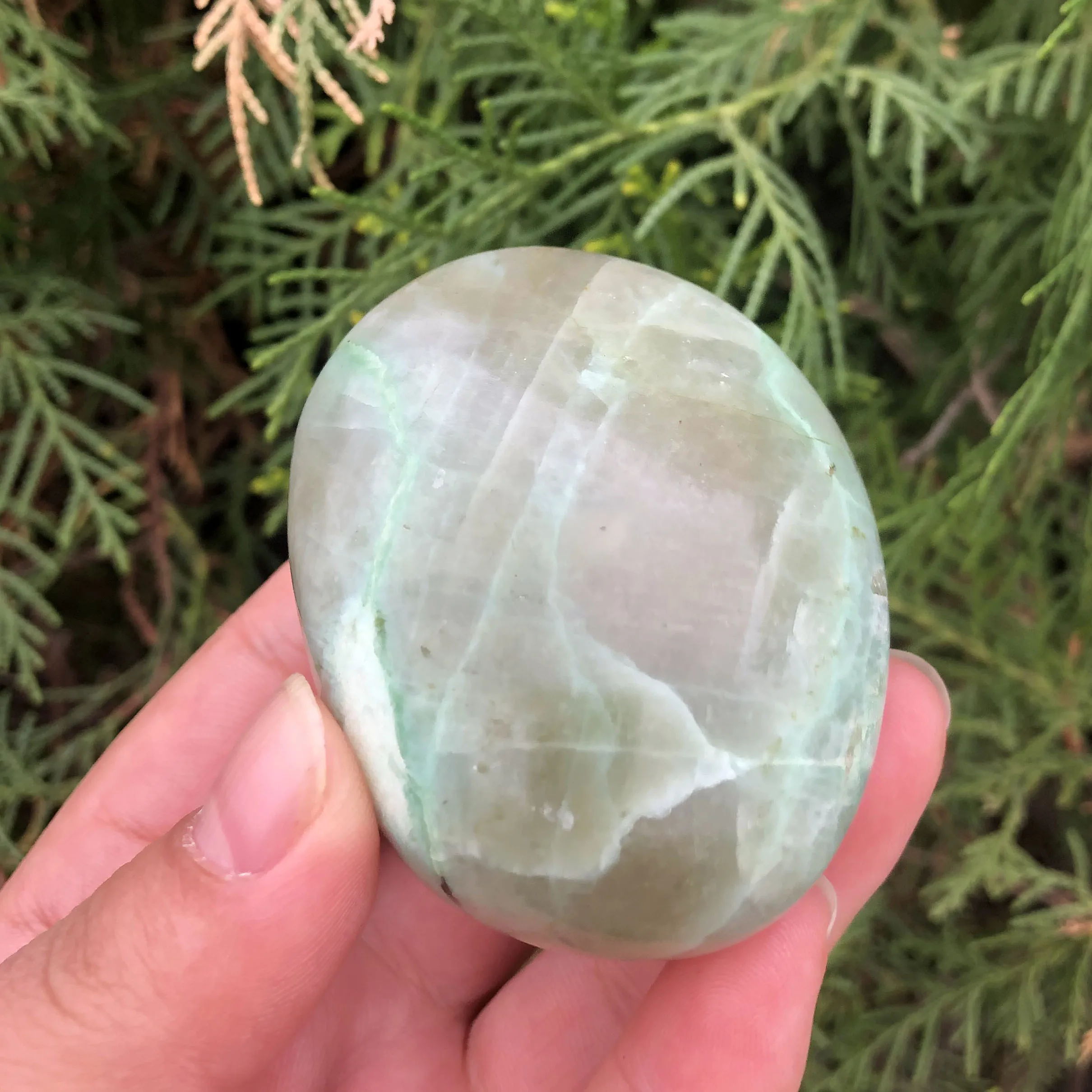 

Natural Green Moonstone Palm Stone Crystal Rare Healing Gemstone For Home Decoration Gifts