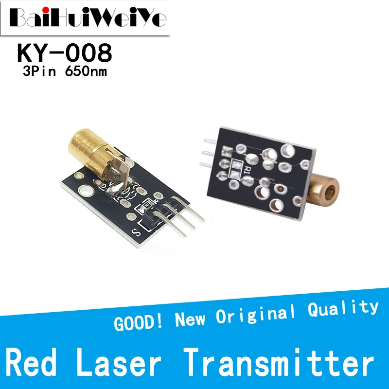 KY-008 650nm Laser Sensor Module 6mm 5V 5mW Red Laser Dot Diode Copper Head for Arduino 3PIN KY008  AVR PIC DIY