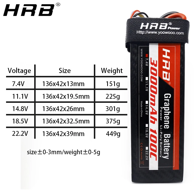 HRB الجرافين 2S 7.4V 3000mah يبو بطارية 3S 11.1V 4S 14.8V 5S 18.5V 6S 22.2V 100C XT90 XT60 عمداء T EC5 طائرات RC سيارة أجزاء