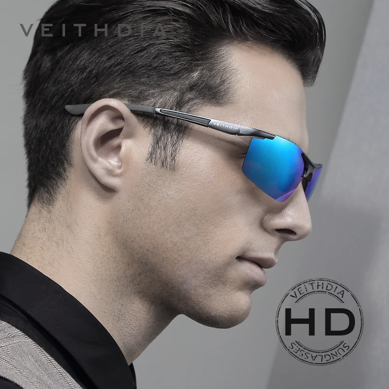 VEITHDIA 사이클링 선글라스 남자 패션 편광 된 UV400 럭셔리 브랜드 디자이너 빈티지 운전 야외 태양 안경 남성 V6588