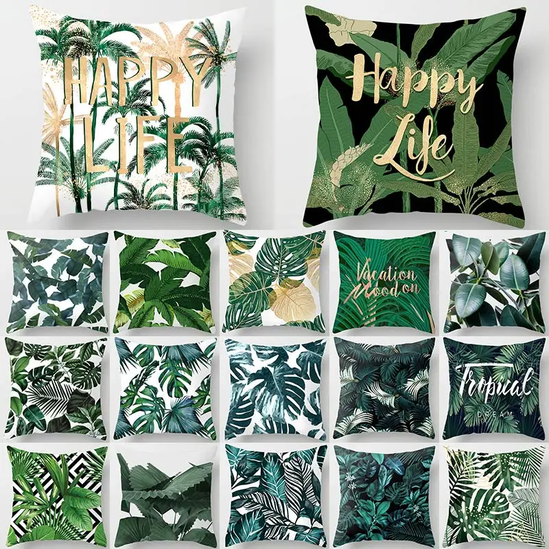 45*45 nordic tropical plam tree green cushion cover decorative pillowcase for sofa car pillow case Home Decoration 40506