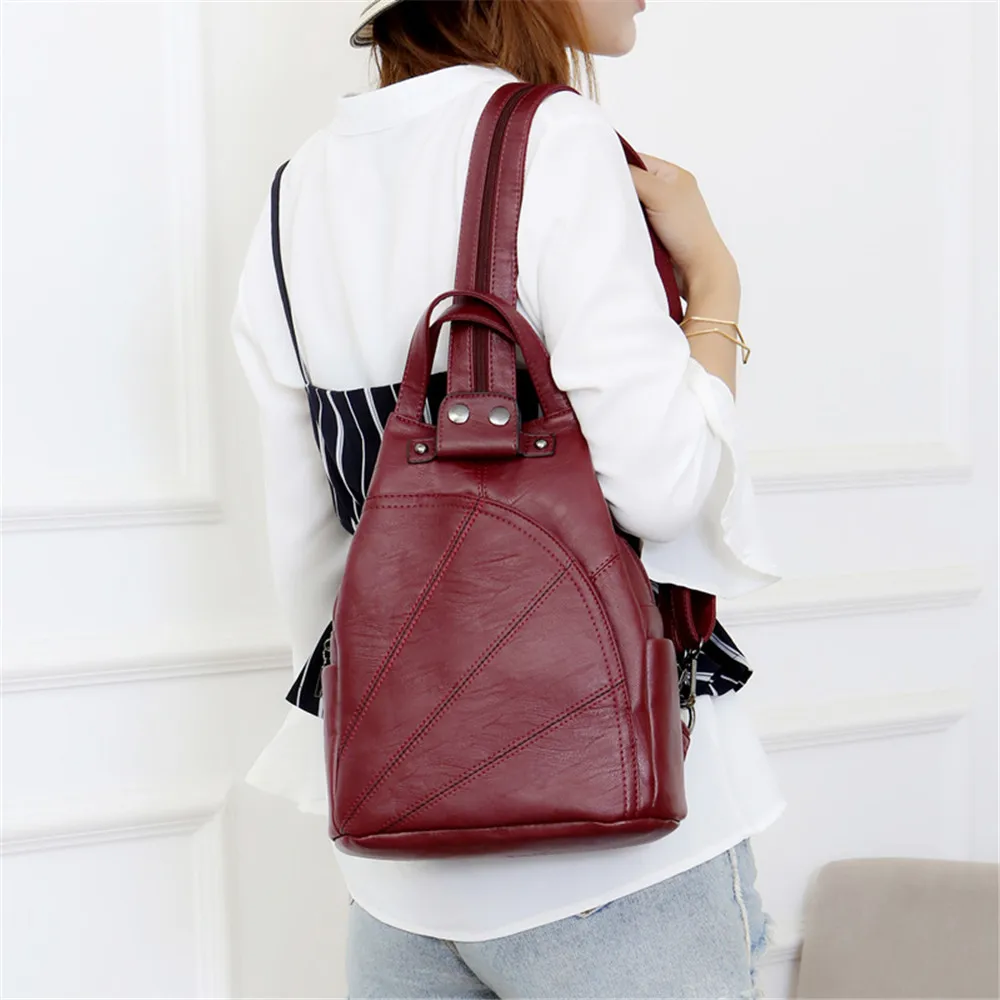 Casual Women Backpack High Quality Youth Leather Female Double Shoulder Bag Designer Brand School Bags for Teenage Girls Mochila