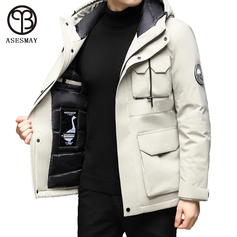 Winter Men 90% White Goose Down Jackets Hooded 2021 Fashion Thicken Warm Overcoats Loose Down Coats Male Wellensteyn Parkas