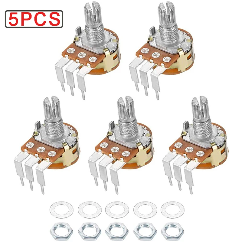 5 Buah WH148 B1K B2K B5K B10K B20K B50K B100K B500K 3Pin 15Mm Amplifier Poros Potensiometer Stereo Ganda 1K 2K 5K 10K 50K 100K 500K