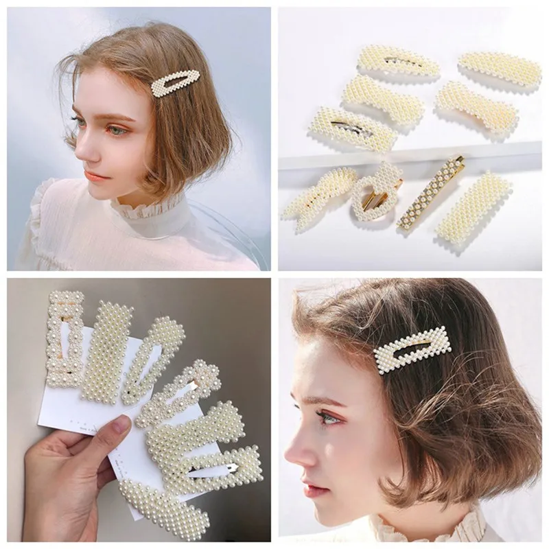 New Ins Fashion Elegant Pearls Hair Clips Sweet Hairpins  Headwear Hair Ornament Barrettes For Women Girls 2019 Hair Accessories