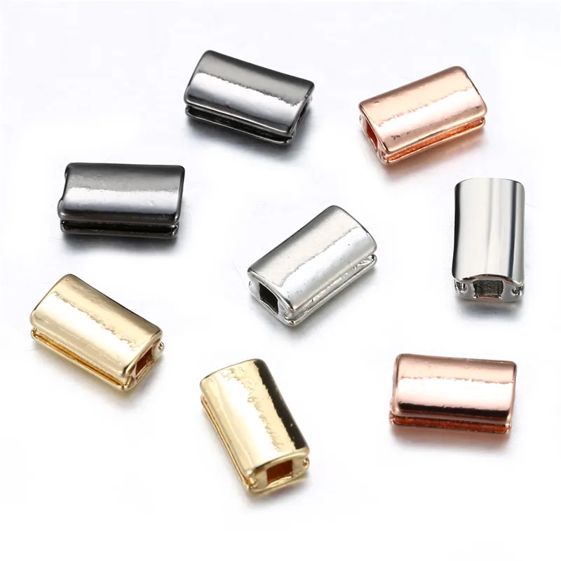 3pcs/lot Metal Copper Brass Vacuum Gold Color DIY Square Spacer Beads for Bracelet Jewelry Making Rectangle Beads Accessories