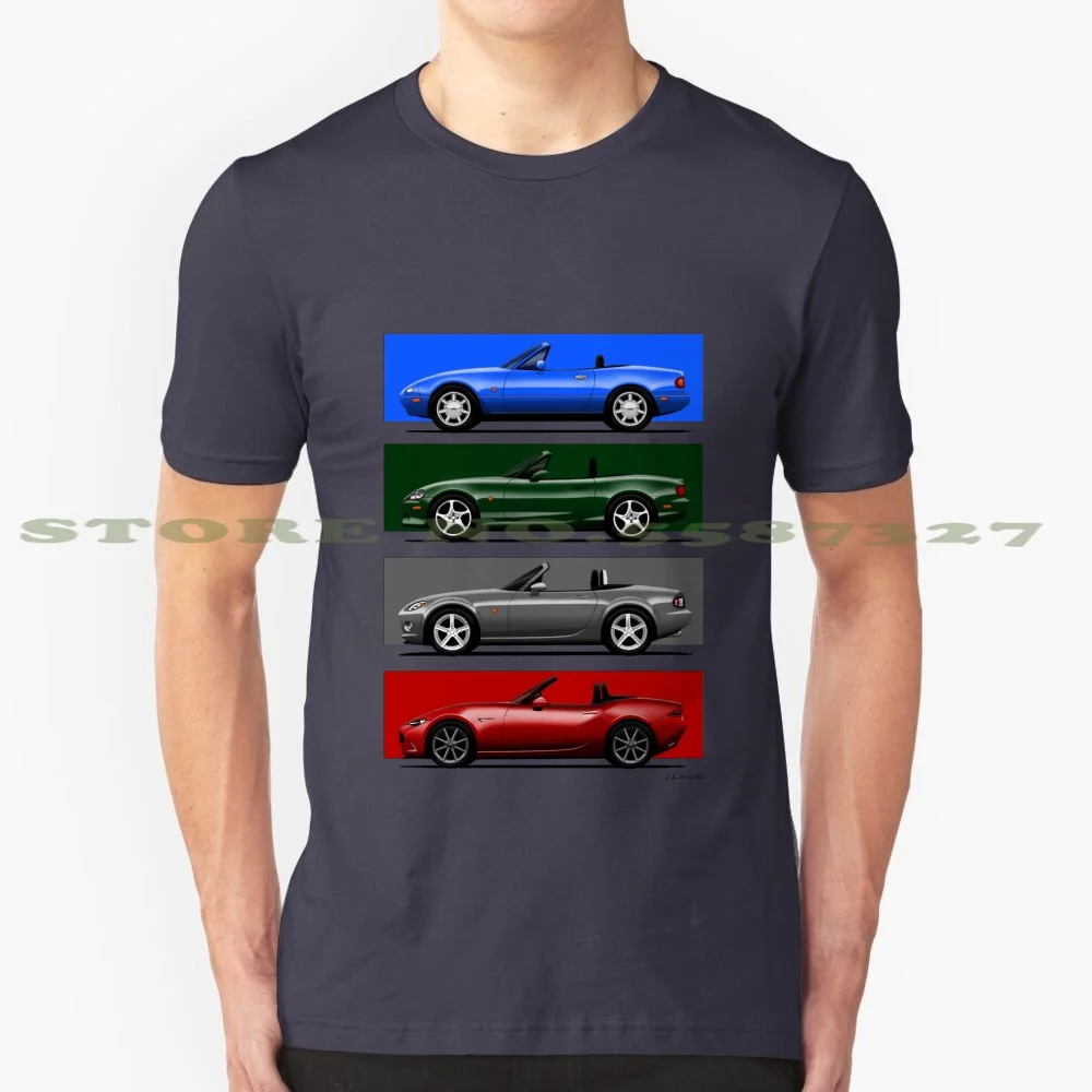 The Four Generations Of The Mx5 Miata In Colors 100% Cotton T-Shirt Mx5 Miata Narcotics Anonymous Nc