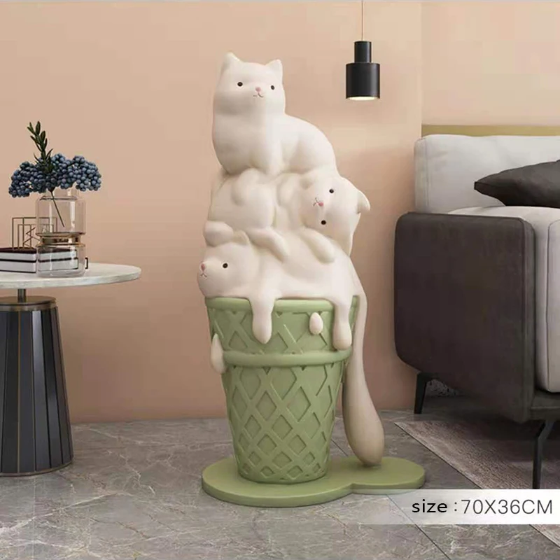 Imagem -06 - Landing Cat Ornamentos Estética Kawaii Decor Estátua Loja Bem-vindo Acessórios Decoração do Casamento Decoração do Lar Sala