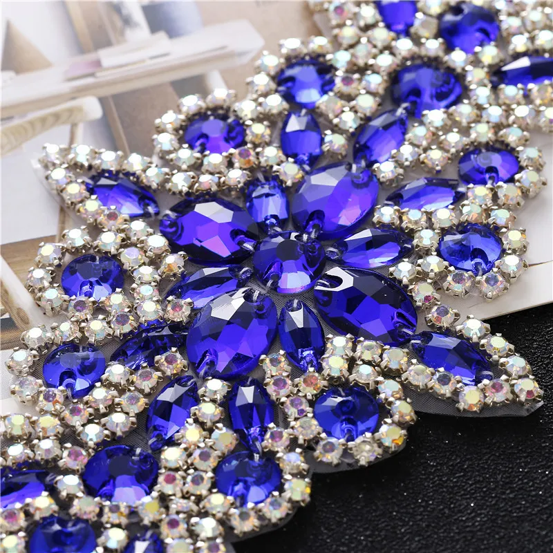 New Rhinestone Crystal Appliques Patch Iron On Silver Gold Hand Beaded Applique For Dress Shoe Accessory Sewn On Patches