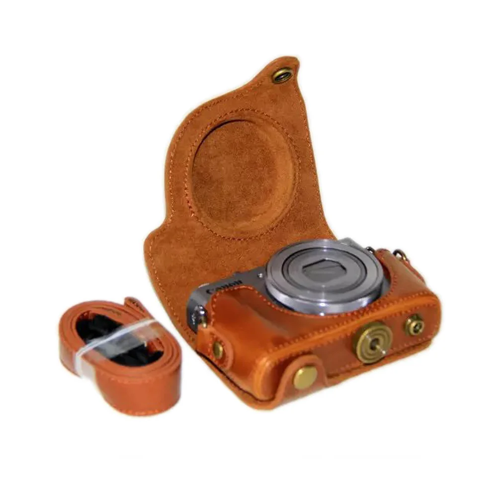 PU Leather Camera Bag Case For Canon Powershot G9 X G9X G9 X Mark II G9X2 Camera Cover With Strap