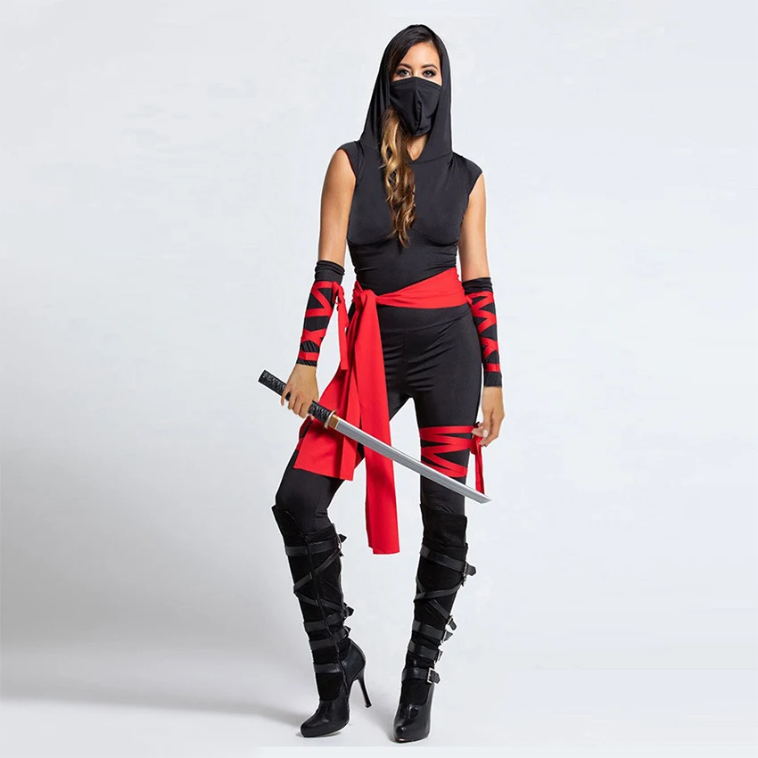 Ninja Sexy Japan Games Costume Cosplay Anime Halloween Costumes for Women Catsuit Adult Fancy Party Dress Hoodie Tights Fantasy