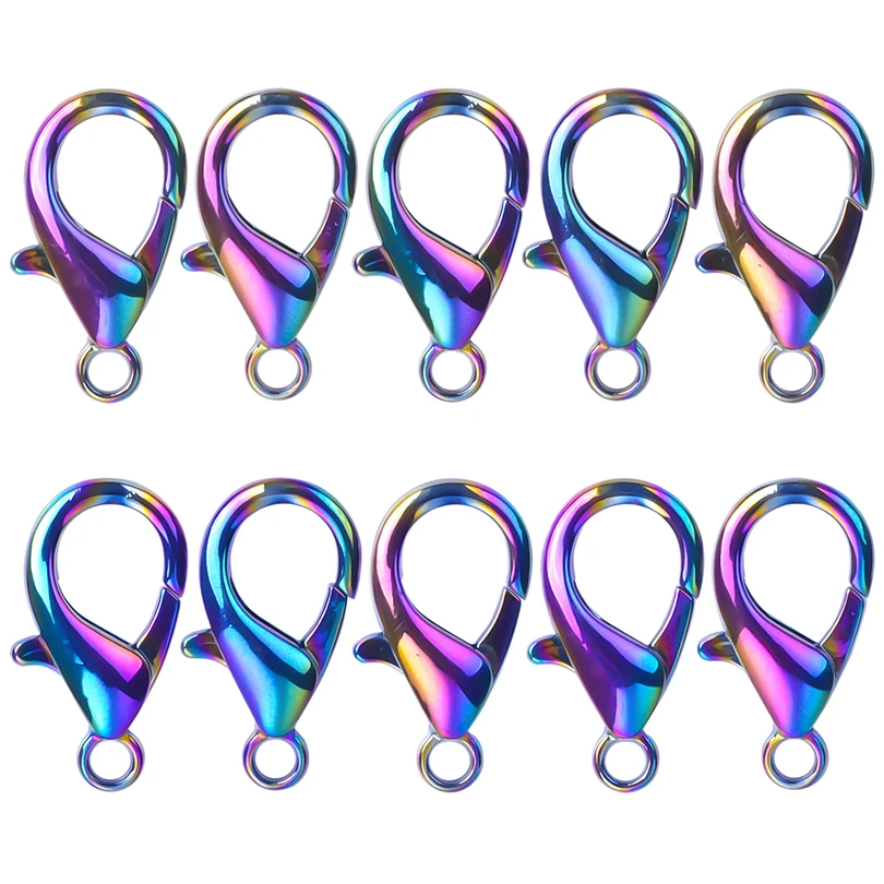 

30PCS/Lot Rainbow Lobster Clasp Hooks 18x11/15x9/11x7mm For Jewelry Findings Bracelets Anklets Making DIY Handmade Accessories