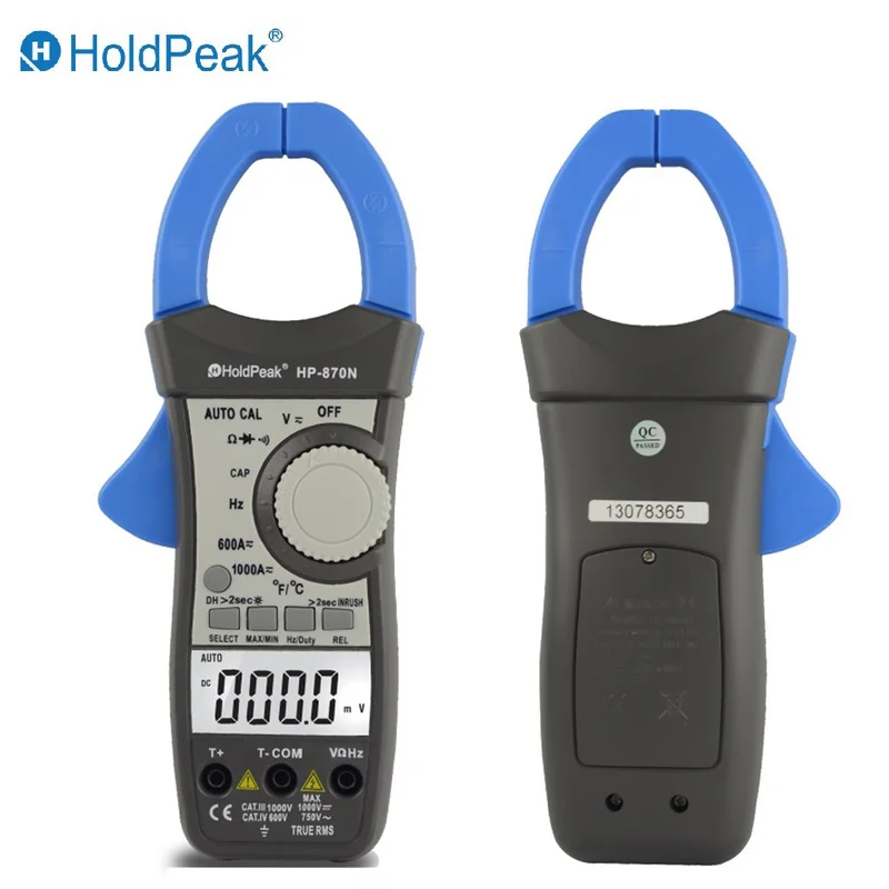 HoldPeak HP-870N Auto Range DC AC Digital Clamp Meter Multimeter  Amperimetro True RMS Frequency Backlight