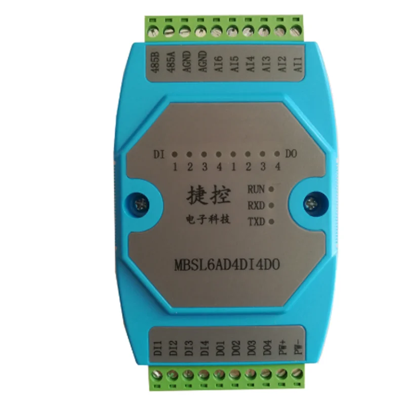 

6AD/4DI/4DO Road 0-20mA Analog input 4 Road digital output Module MODBUS communication RS485 data acquisition isolation